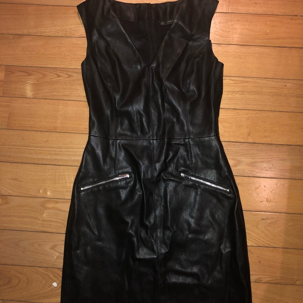 Black mini leather dress